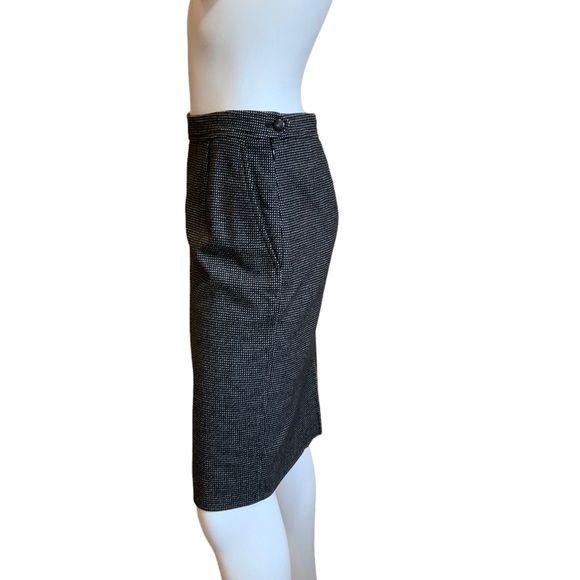 Yves Saint Laurent Rive Gauche Black Cream Wool Cashmere Blend Straight Skirt 38 - Picture 4 of 10